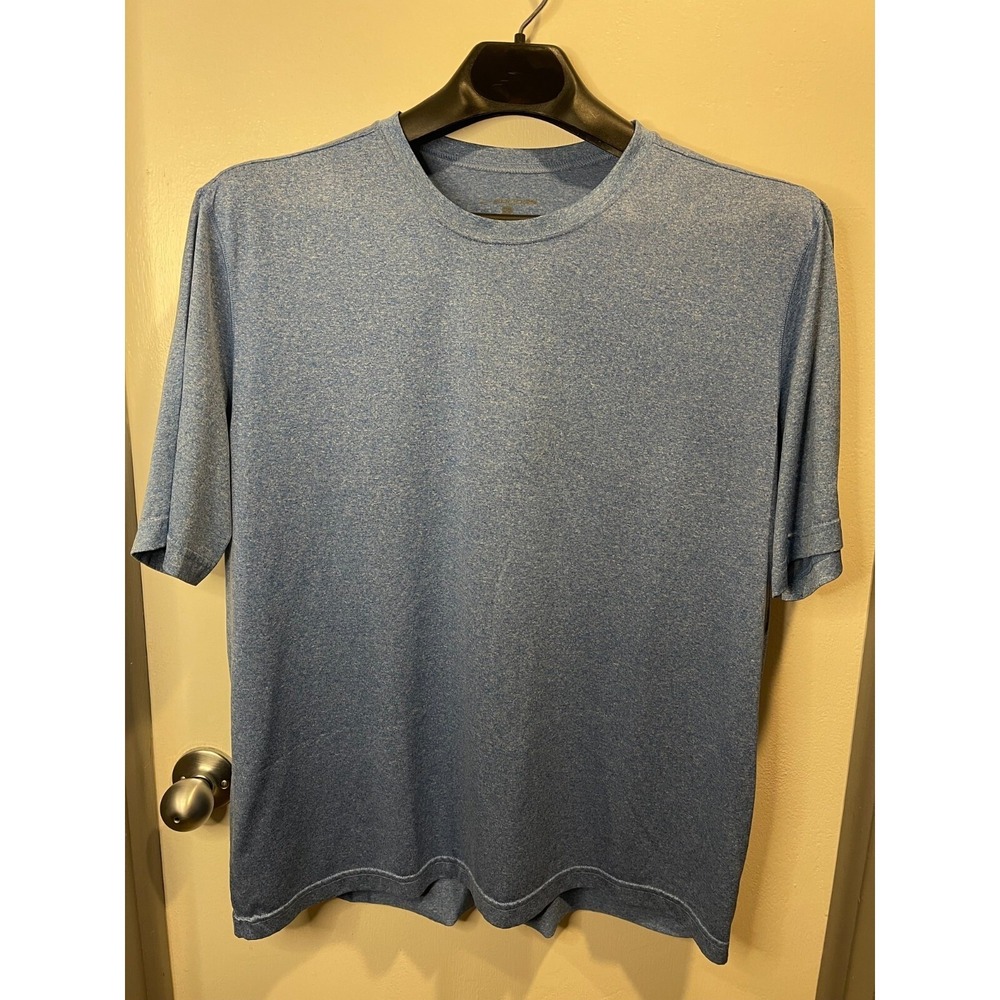 Brooks Mens Blue Heathered Short Sleeve Running Performance T-Shirt Size L